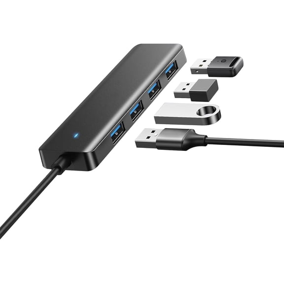 4-Port USB 3.0 Hub Ultra-Slim USB A Splitter for Laptop PC 5Gbps