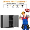 thumbnail image 7 of Metal Garage Wall Cabinet with 2 Doors and 1 Adjustable Shelf,Lockable Floating Tool Cabinet with Pegboard,Steel Storage Cabinet for Kitchen,Office,Garage,Laundry,Warehouse(Black&Gray, 26"H), 7 of 7