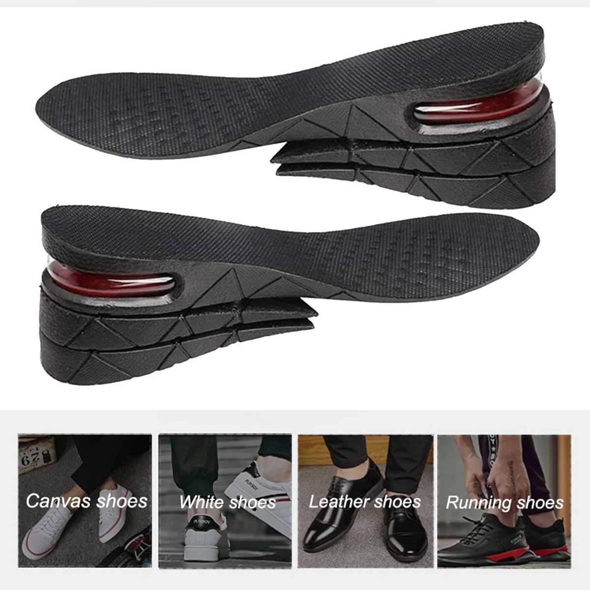 Invisible Height Increase Insoles Heel Lifting Inserts Arch Support Heel  Lift Memory Foam Shoe Pads Orthopedic Soles 1.5-3.5cm