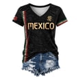 thumbnail image 4 of Womens Soccer Shirt Mexico Raglan Tops Short Sleeve Summer Fashion V Neck Printed T Shirt Top Sports Fan Casual Tops Tee L, 4 of 4
