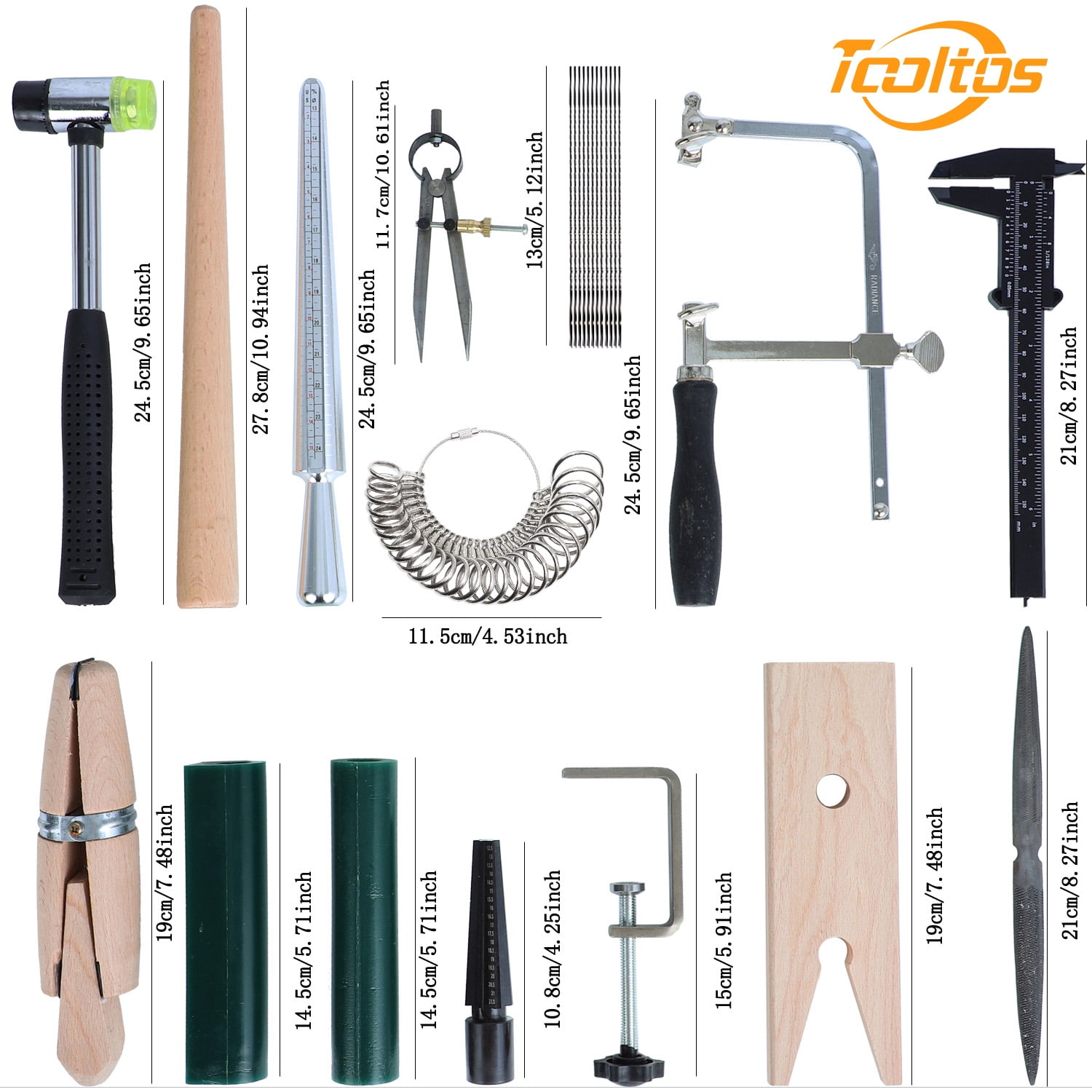 Multifunctional Ring Wax Model Kit Essential for Men's and Women's Ring Design Includes Measurement Tool, Double-Headed Rubber Hammer, Ring Wax Tubes, 5.91-Inch Caliper, Wooden Clamp, File, Adjustabl