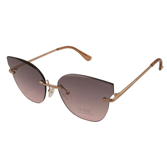 Guess Women Rose Gold Oversized Rimless Butterfly Sunglasses GF0392 28U
