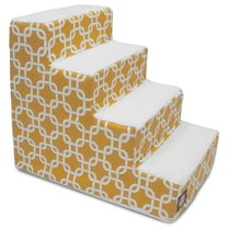 Majestic Pet Links Pet Stairs 4 Steps Yellow Machine Washable Removable Cover 24" x 16" x 20"