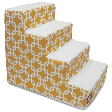 UPC: 0788995675358 | Majestic Pet Links Pet Stairs 4 Steps Yellow Machine Washable Removable Cover 24  x 16  x 20