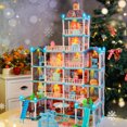 thumbnail image 4 of JoyStone Doll House for Girls, 5-Story 19 Rooms Huge Dollhouse Playset with LED Lights, 2 Dolls, Furnitures, Accessories, DIY Pretend Play Toys Gifts for Kids, Blue, 4 of 9