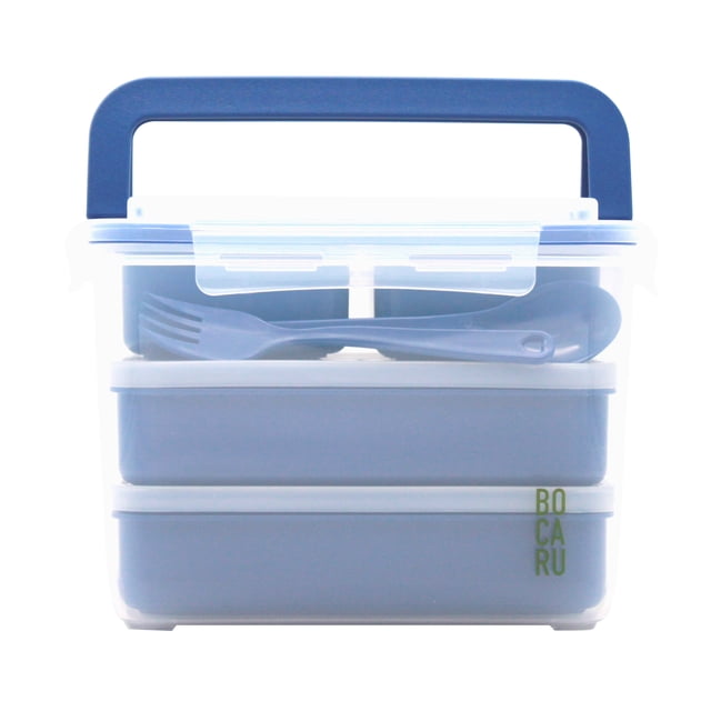 LONCHERA+TUPPERS+CUBIERTOS. 18 PIEZAS. PORCIONES IDEALES PARA NIÑOS DE 5 A 12. BIODEGRADABLE BOCARU BENTO BOX FOR KIDS
