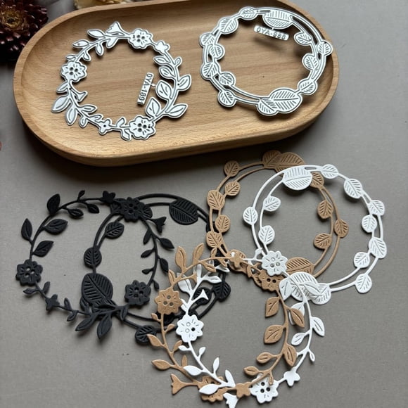 Guirnaldas de metal con hojas vintage FNASKLEI Cutting Dies, 2 unidades