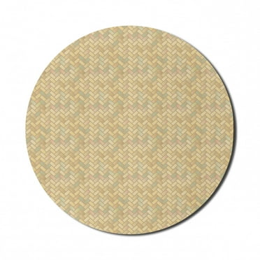 Neutral Color Mouse Pad for Computers, Pastel Colorful Pavement Like Repetition with Diagonal Chevron Bricks, Round Non-Slip Thick Rubber Modern Mousepad, 8" Round, Tan and Multicolor, by Ambesonne