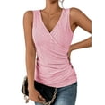thumbnail image 1 of Xuanfei Women Cross Over V Neck Sleeveless Cutout Ruched Slim Tank Top, 1 of 7