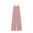 thumbnail image 7 of QATAINLAV Women's Jumpsuits, Rompers & Overalls, Casual Plus Size Cotton Linen Jumpsuit Short Sleeve V Neck Romper Solid Wide Leg One Piece Pants Green 5XL, 7 of 7