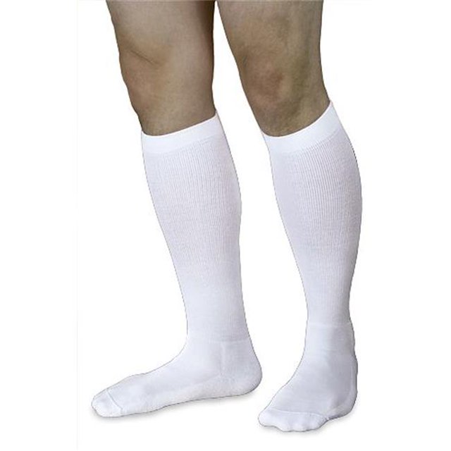 18-25mmHg Mens Closed Toe Knee High Compression Sock, Extra Large & Long, White