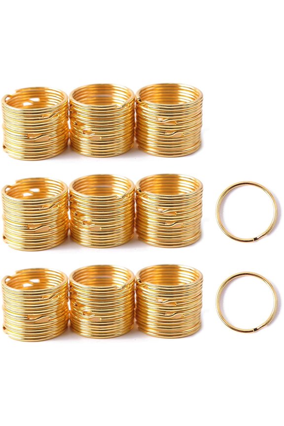 1 Inch/25mm Round Edged Metal Split Key Ring Chain Clip Connector Bulk for Car Home Keys Organization and DIY Art Craft Project (Gold, 100PCS)