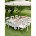 thumbnail image 5 of 54x80 Inch Outdoor Tablecloth with Umbrella Hole Zipper Rectangle Spring Botanical Rectangular Tablecloths Outside Waterproof Green Leaves Deers Birds Flowers Gray Plaid Patio Table Cover for Picnic, 5 of 8