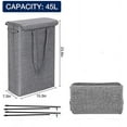 thumbnail image 3 of 45L Slim Laundry Hamper with Lid Collapsible Slim Narrow Storage Basket (Dark Gray), 3 of 4