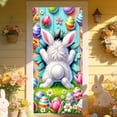 thumbnail image 4 of C Easter Bunny Door Banner Egg Decoration Flag With Blue Hat Rabbit Design Colorful Print And Durable Polyester For Entryway Party Backdrop And Spring Decoration 70.87X35.43In 0.287Lb, 4 of 6
