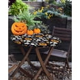 thumbnail image 3 of Round Fitted Tablecloths with Elastic Edge Halloween Witch Hat Cat Oil-Proof Waterproof Wipeable Table Cover for Kitchen Dining Party Decor Pumpkin Ghost on Black Table Clothes,36" - 44", 3 of 7