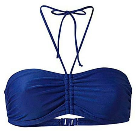 UTTOASFAY Swimsuits for Women s Plus Size Women s Summer Mix & Match Plain Bikini Bandeau Top Swimwear Beachwear Clearance Blue 12(XL)
