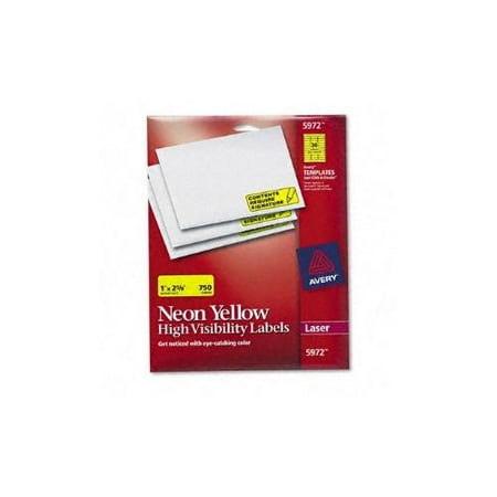 High-Visibility Laser Labels, 1 x 2-5/8, Neon Yellow, 750/Pack