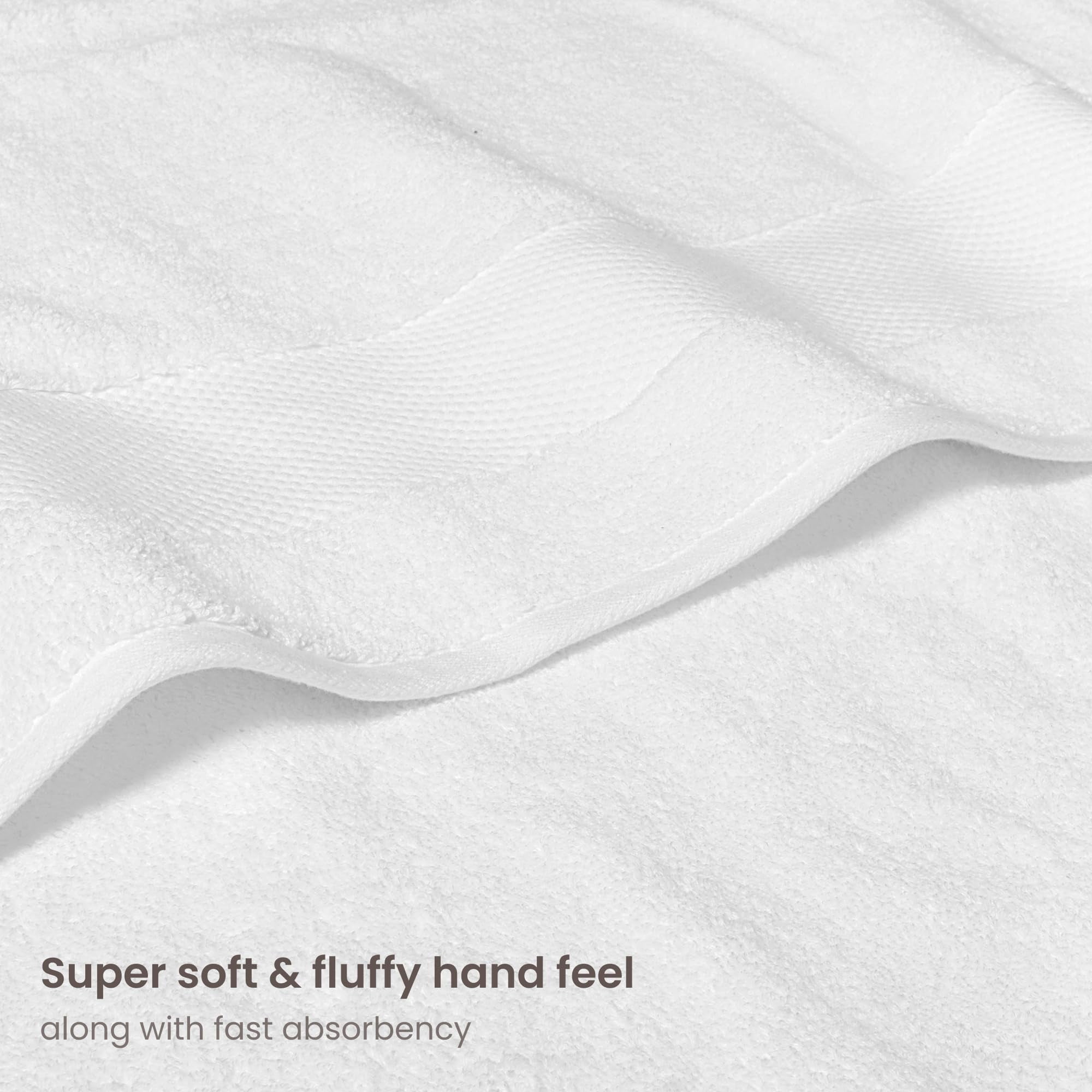 Bioweaves 100% Organic Cotton 700 GSM Plush 6-Piece Towel Set - 2 Bath Towels, 2 Hand Towels & 2 Washcloths - White