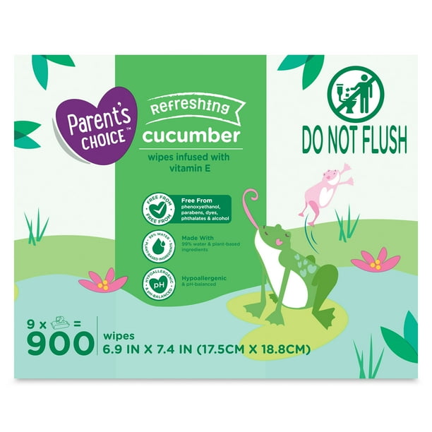 Parent's Choice Cucumber Scent Baby Wipes, 900 Count (Select for More