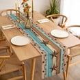 thumbnail image 3 of Table Runner 90 Inches Long for Kitchen Dining, Western Texas Star Vintage Dresser Scarf Farmhouse, Dining Table Decorations for Wedding/Parties, Retro Farmhouse Turquoise Brown Wood 13 x 90 In, 3 of 8