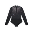thumbnail image 5 of Doomiva Kids Boys Shiny Latin Tango Ballroom Dance Leotard Top Long Sleeve Bodysuit Gymnastics Modern Dancewear Black 6, 5 of 7