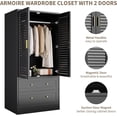 thumbnail image 4 of 65 Inch 2-Shutter Wardrobe,Wooden Armoire Closet  with Hanging Rods and 2 Drawers Large Storage Cabinet with Handles for Home Office, 4 of 8