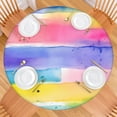 thumbnail image 2 of Colorful Watercolor Stripe Pattern Round Fitted Tablecloth with Elastic Edge,Dining Table Cover Waterproof,Outdoor Round Tablecloth for Camping,Dining,Indoor and Outdoor, 2 of 7