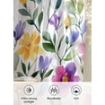 thumbnail image 6 of Sheer Curtains 45 Inch Length 2 Panels Set for Kitchen, Watercolor Floral Semi Sheer Curtains for Windows, Purple Flower Leaf Spring Summer Voile Window Treatments Rod Pocket Curtain, 6 of 7