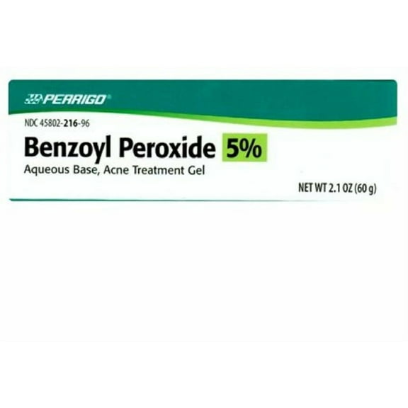 Perrigo Benzoyl Peroxide 5% Aqueous Base Acne Treatment Gel 2.1 oz, 2-Pack