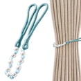 thumbnail image 2 of Pearl Curtain Tie Rope | Oimcto Acrylic Bead Curtain Tie with Pull Down Hooks, Elegant Bead Decorations for Curtain Coverings & Fixed Curtain Holders, Adjustable Length - 1 Pc - Teal, 2 of 7