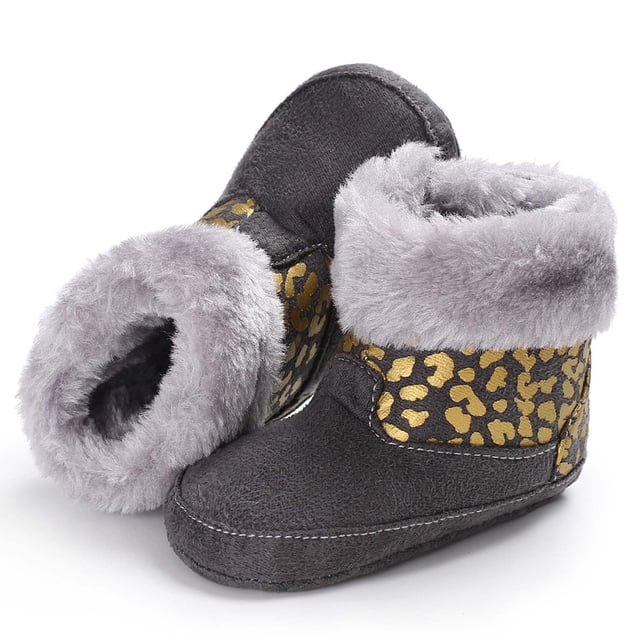 Botas de nieve de terciopelo grueso con estampado de leopardo para bebés y niños pequeños de invierno Herrnalise