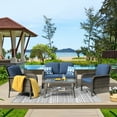 thumbnail image 3 of Ovios 4 Pieces Outdoor Patio Furniture High Back Wicker Rattan Outdoor Sectionals Conversation Set with Table for Backyard Balcony, 3 of 8