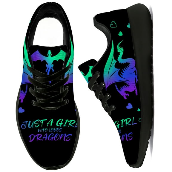 Uminder Mens Tennis Shoes Dragon Book Sneakers Black Shoes Size 11.5