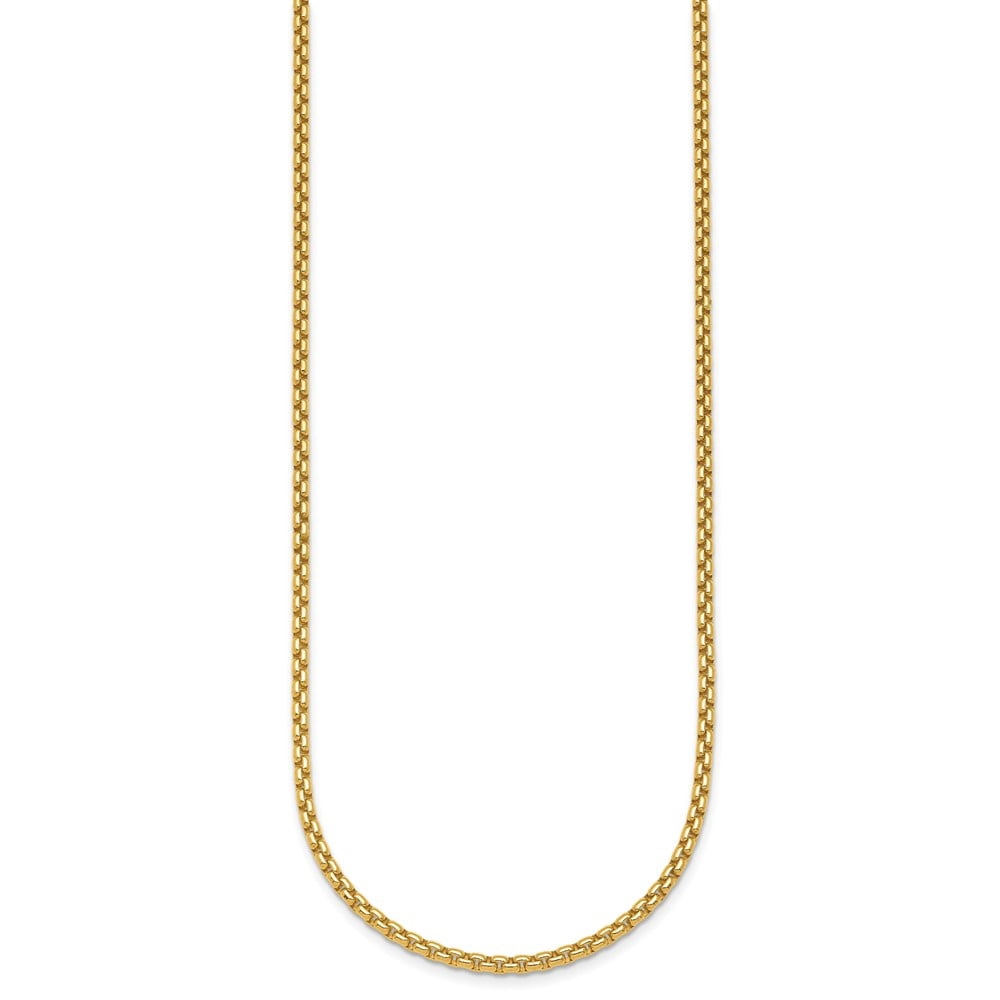 Diamond2Deal 18K Yellow Gold Polished 2.7mm Solid Round Box Chain Necklace for Women 20"