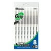 BAZIC Ballpoint Prima Black Stick Pens, Soft Grip 1.0 mm, (8/Pack), 1-Pack