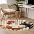 thumbnail image 4 of Round Rugs 4Ft, Vintage Rooster Round Area Rug Washable Indoor Throw Carpet, Spring Flower Farmhouse Animals Striped Soft Non Slip Circle Rug for Kitchen Nursery Room Home Decor Aesthetic, 4 of 8