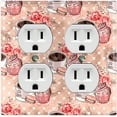 thumbnail image 1 of Metal Light Switch Wall Plate Outlet Cover (Coffee Mocha Espresso Heart Cupcake Macaron Flower Bouquet Pink - Double Duplex), 1 of 2