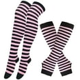 thumbnail image 3 of Aquvino Women Fine Striped Thigh High Stockings Over Knee High Socks Christmas Festival high long Socks Leg Warmers For Women and Fingerless Gloves for Women, 3 of 3