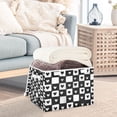 thumbnail image 5 of Foldable Fabric Storage Bin With Handle Collapsible Basket Box Storage With Lid Organizer Black and White Small Hearts, 5 of 7