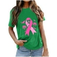 thumbnail image 1 of VKOYWKM Pink Ribbon T-Shirts Femmes Sensibilisation au Cancer du Sein T-Shirts Manches Courtes Graphiques Inspirants Col Rond Coupe Ample, 1 of 3
