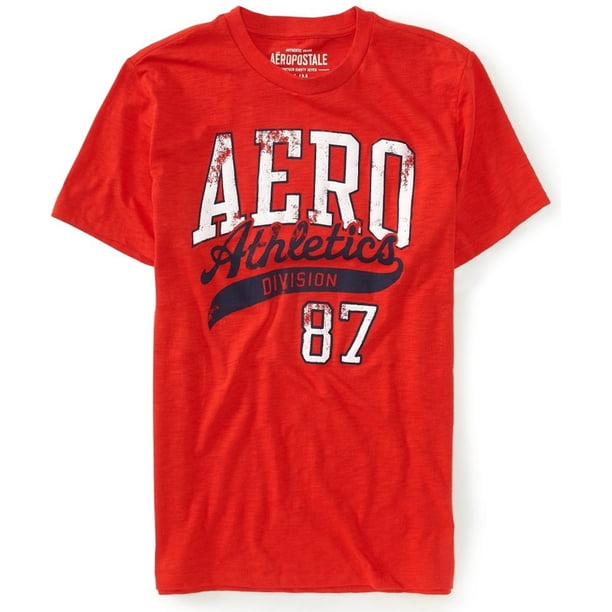 Aeropostale Aero Athletics Puff Paint Camiseta gráfica para hombre, naranja, extragrande