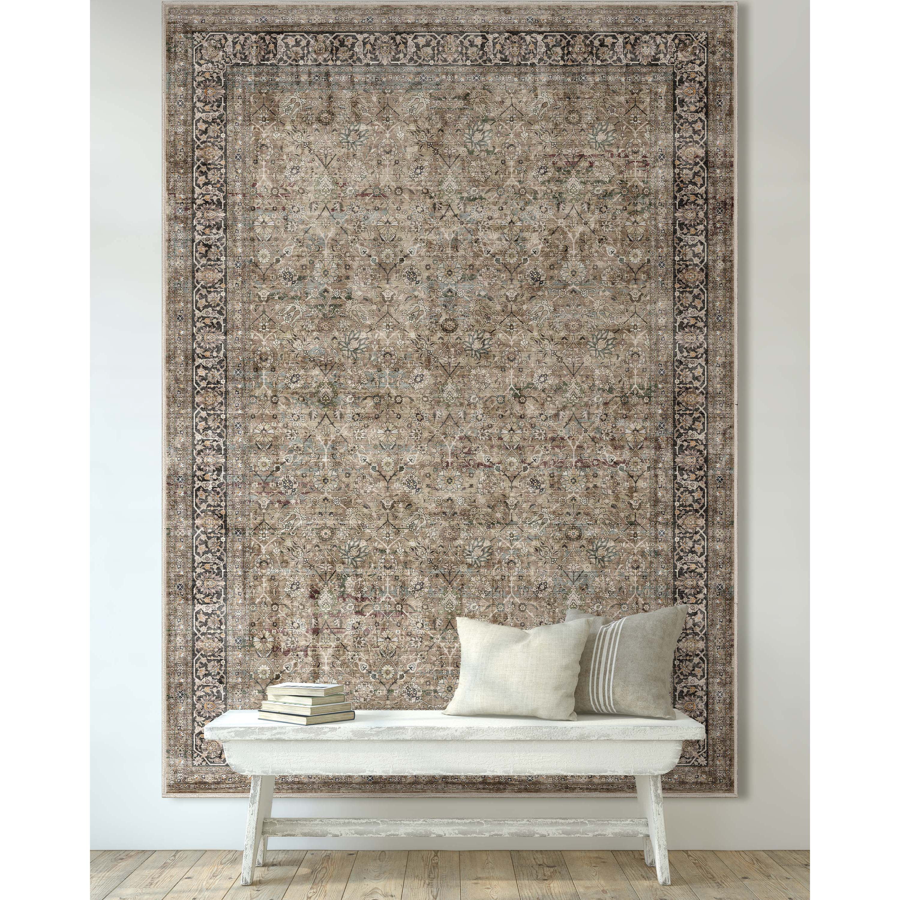 Well Woven Asha Delphine Vintage Persian Oriental Beige 9'10" x 13' Flat-Weave Area Rug