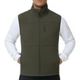 thumbnail image 3 of Satankud Mens Lightweight Softshell Vest Windproof Sleeveless Outerwear Zip Up Jacket Fleece Lined Waterproof Vest Outerwear for Running Hiking Travel Army-S, 3 of 10