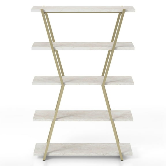 Furniture of America Ketano Metal 4-Shelf Bookcase in Gold Champagne