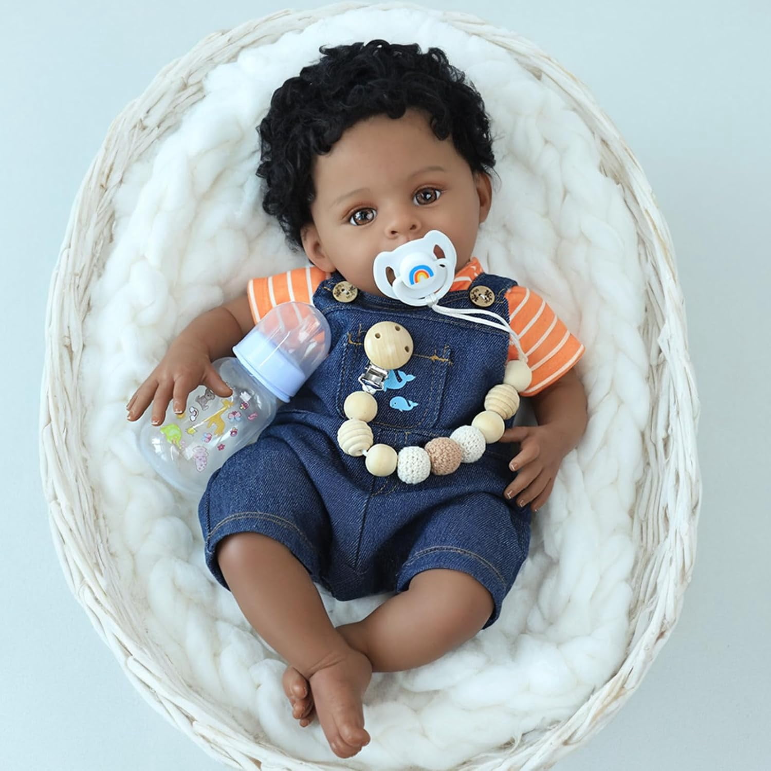 Realistic Reborn Baby Dolls Black-20 Inch African American Newborn Baby Doll, Lifelike Weighted Soft Body, Christmas Birthday Gift