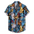 thumbnail image 1 of Camisas s Para Hombre Casual Hombres Solapa Estampado Contraste Color Manga corta Puño Botón Estilo puerto Camisa floral Playa de Top de verano hawaiano (Navy, XXL), 1 of 3