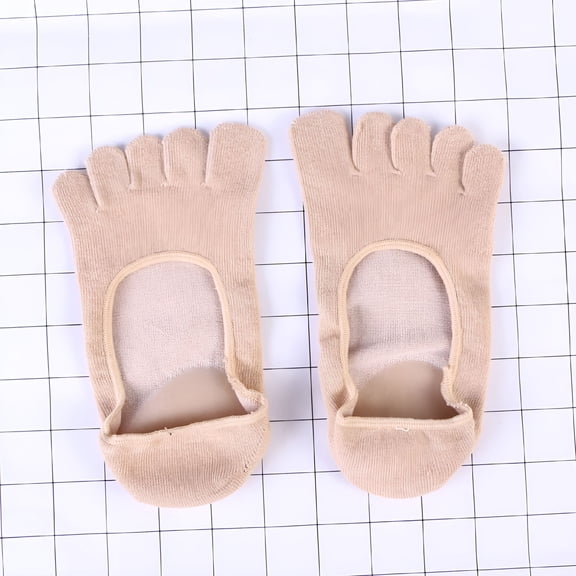 TELOLY 5 Toe Gel Moisturizing Socks Gel Spa Socks for Women or Men (Apricot)