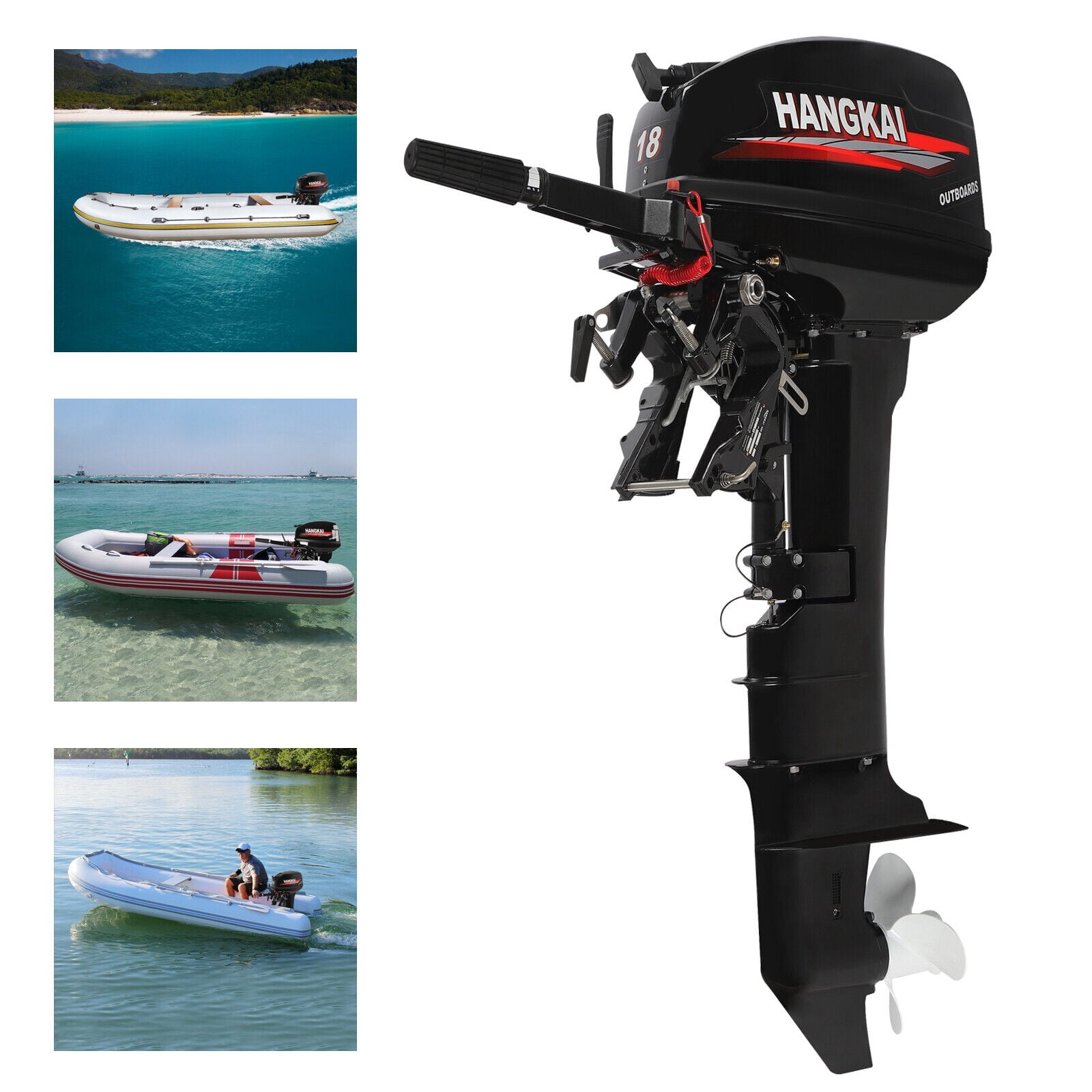 HANGKAI 2 Stroke 18 HP Outboard Motor Boat Engine Water Cooled System Long Shaft
