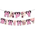 thumbnail image 2 of Pink Minnie Mickey Mouse Themed Party Supplies Tablecloth Decoration Set with Flag, Balloon, Cake Insert, 2 of 5